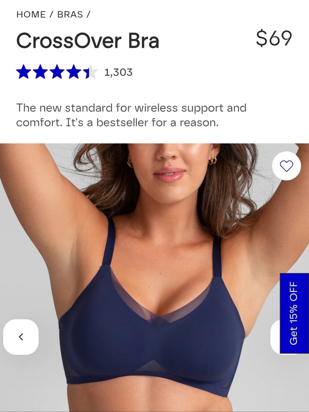 Wireless Comfort Bra in Navy Blue